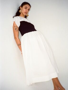 Women’s White Dress with Black Bodice